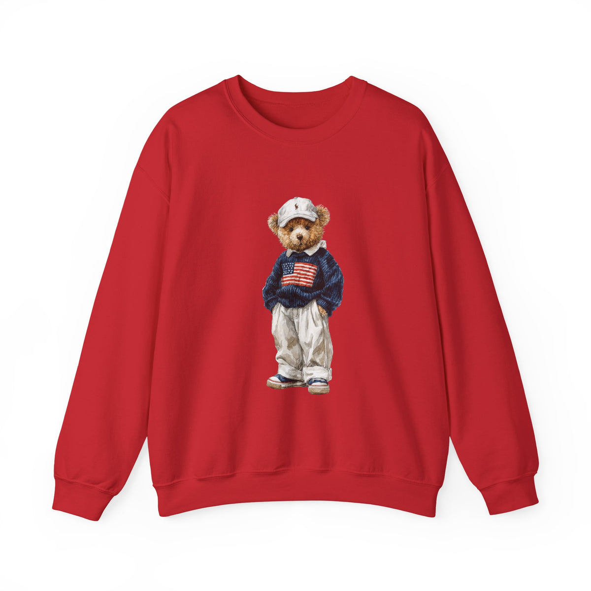 Flag Sweater Bear sweatshirt | Teddy Bear with American Flag crewneck