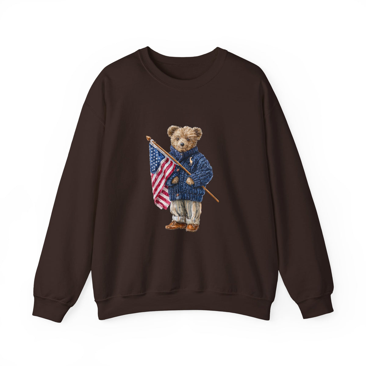 Teddy Bear Holding American Flag sweatshirt | Patriotic Vintage Bear design