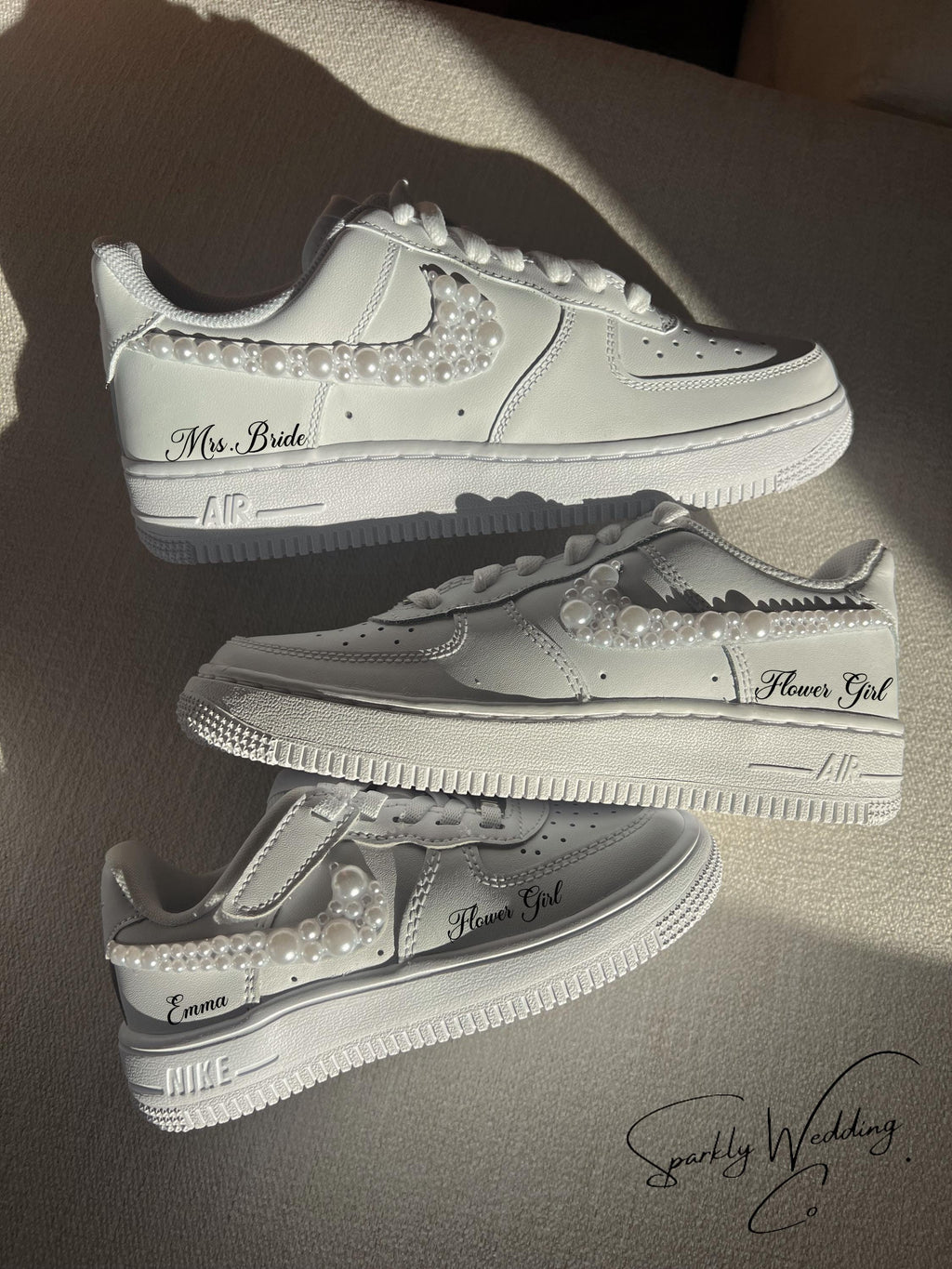 Pearl Custom Sneakers: Flower Girl Wedding Shoes