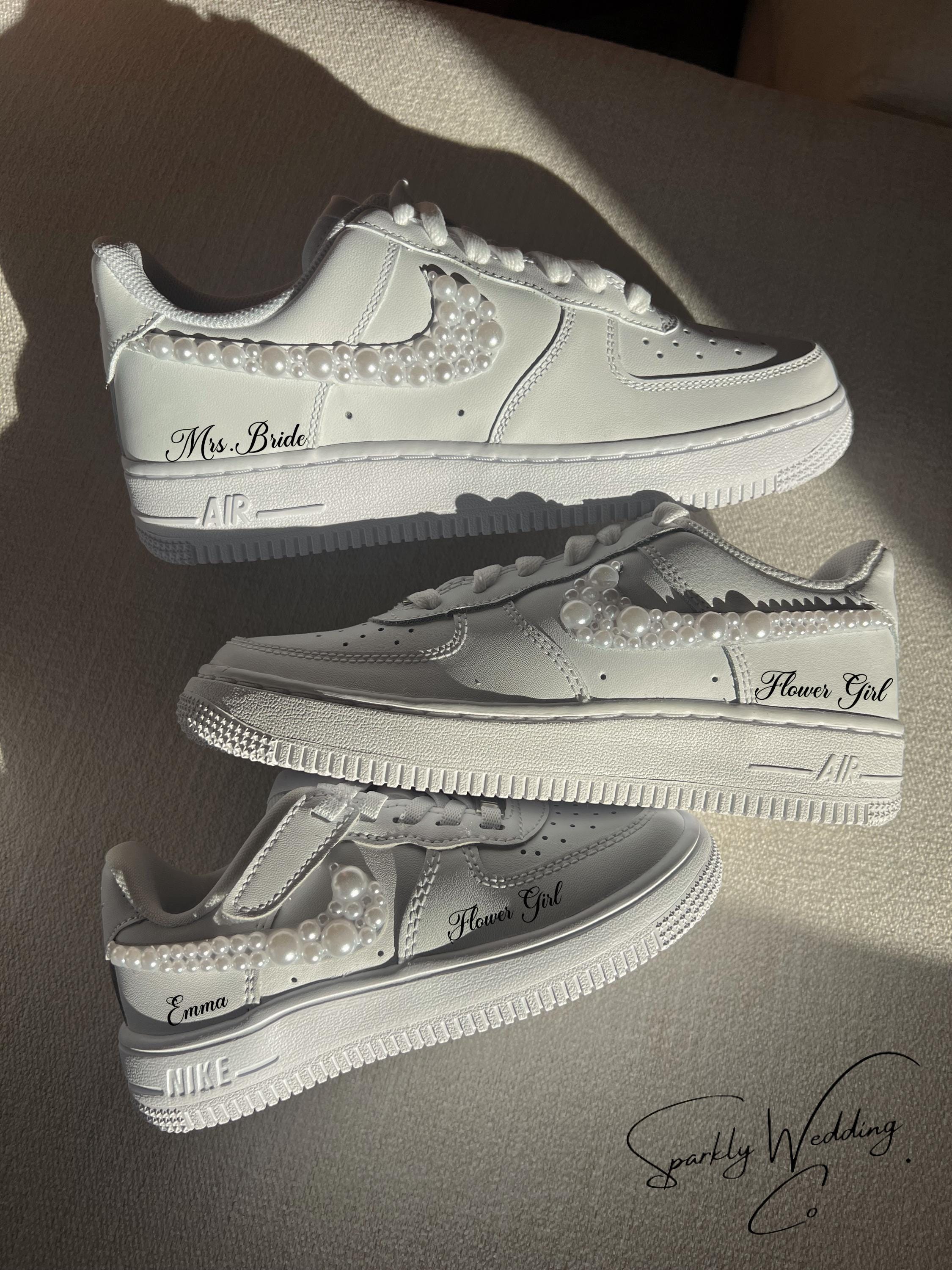 Pearl Custom Sneakers: Flower Girl Wedding Shoes