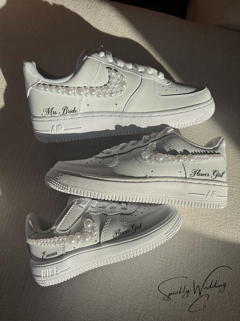 Pearl Custom Sneakers: Flower Girl Wedding Shoes