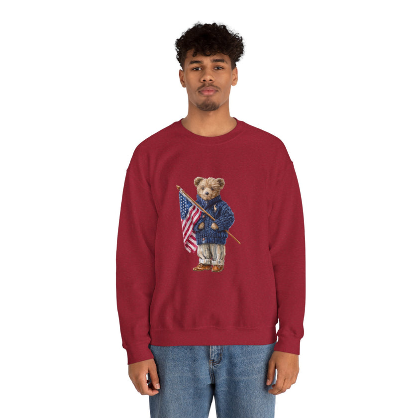 Teddy Bear Holding American Flag sweatshirt | Patriotic Vintage Bear design