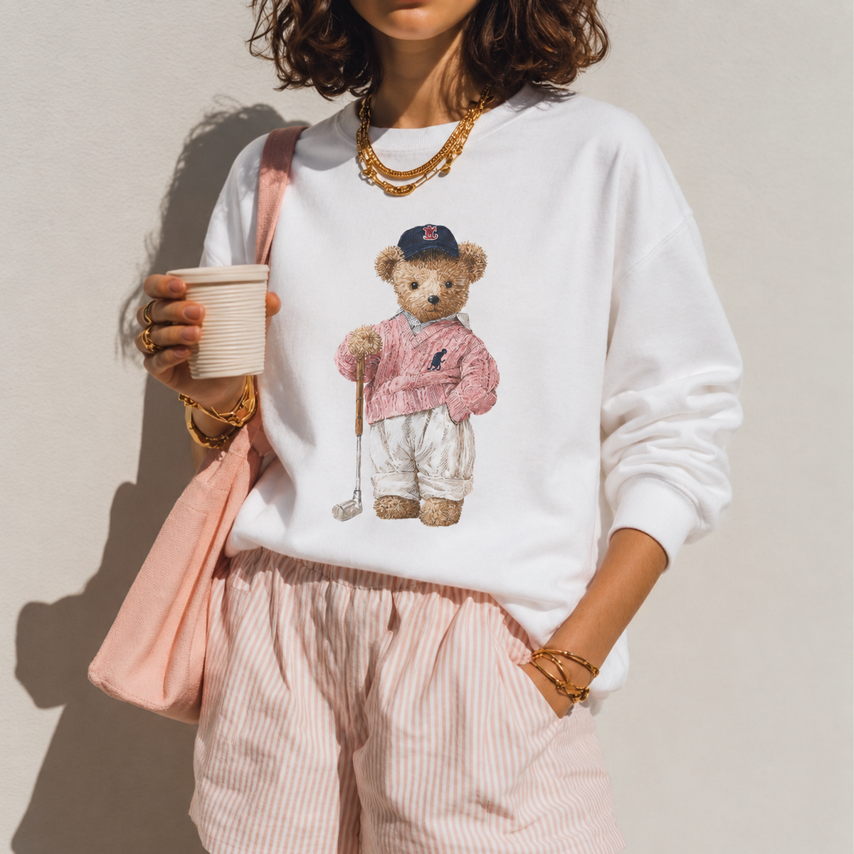 Golf Teddy Bear sweatshirt | Cute Vintage Bear Crewneck