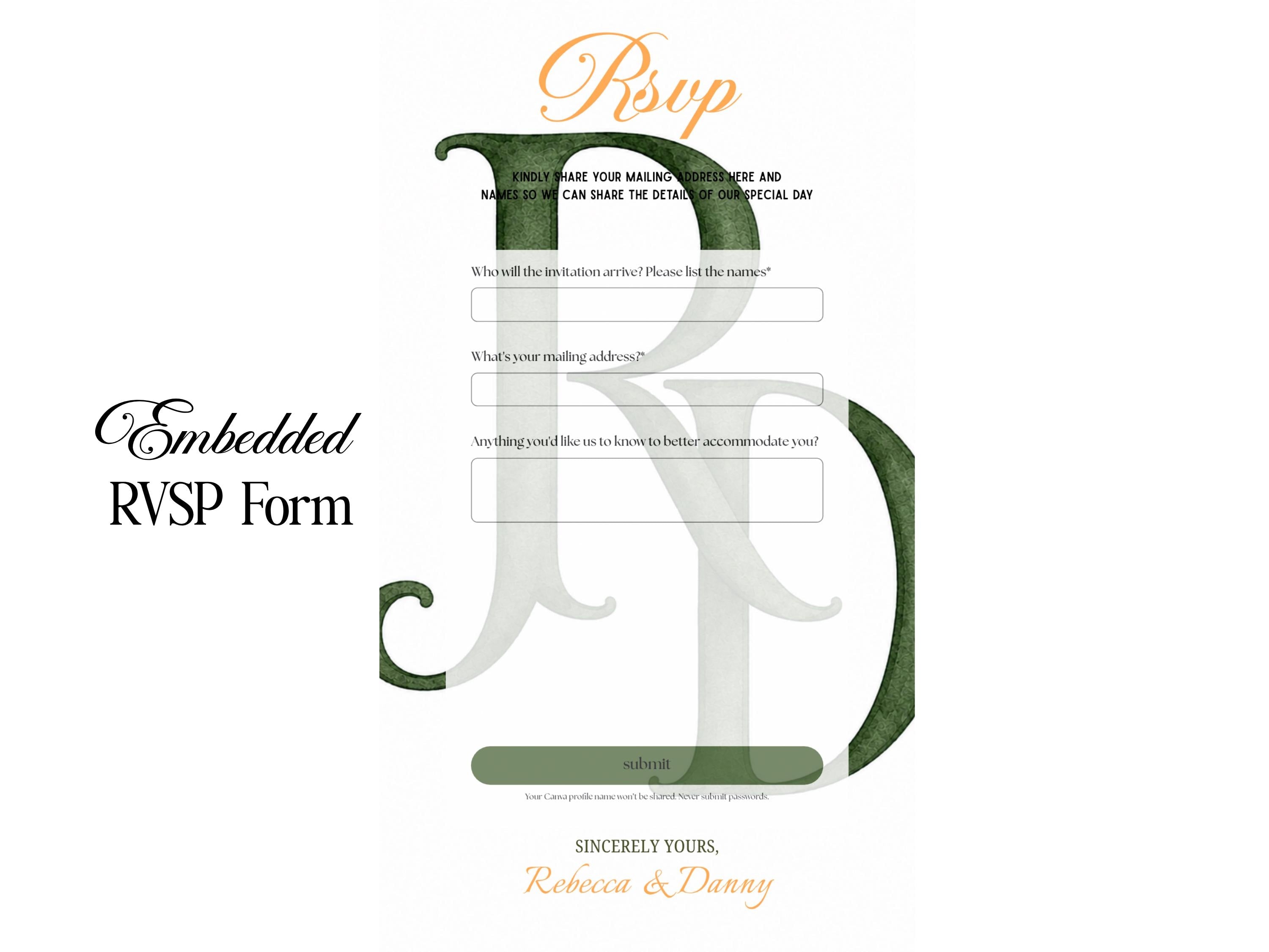 Custom Pet Illustration Wedding RSVP Digital Invitation with Watercolor theme __etsy:8061505159