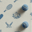 Detail view of personalized printing on wedding favor tennis balls