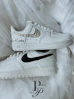 Groom wedding sneakers with black swoosh and personalized design