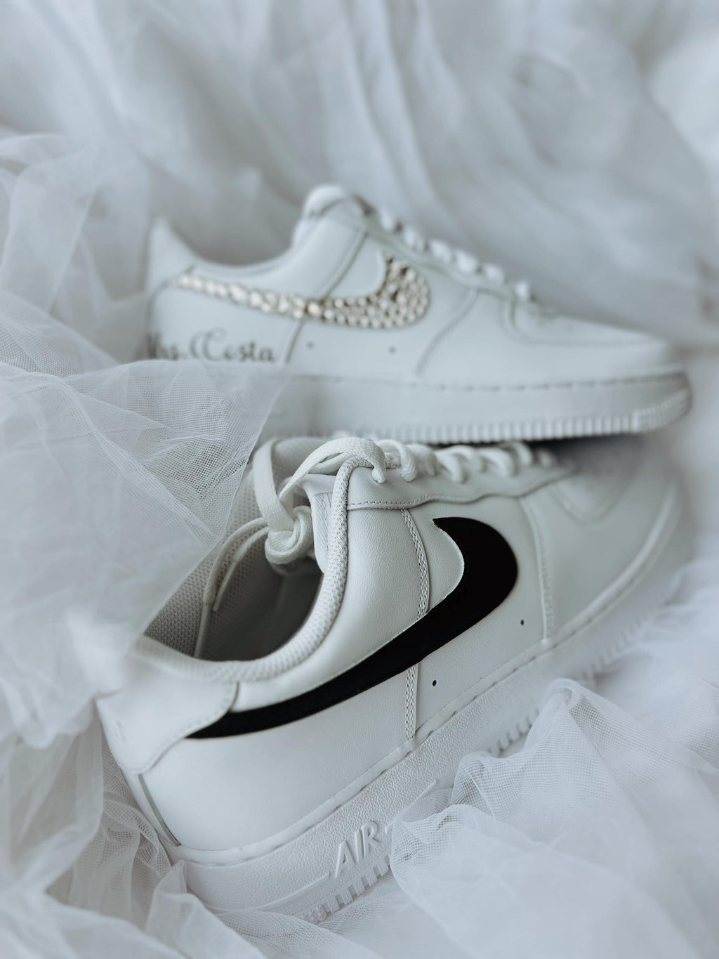 Matching wedding sneakers for bride and groom for ceremony or reception