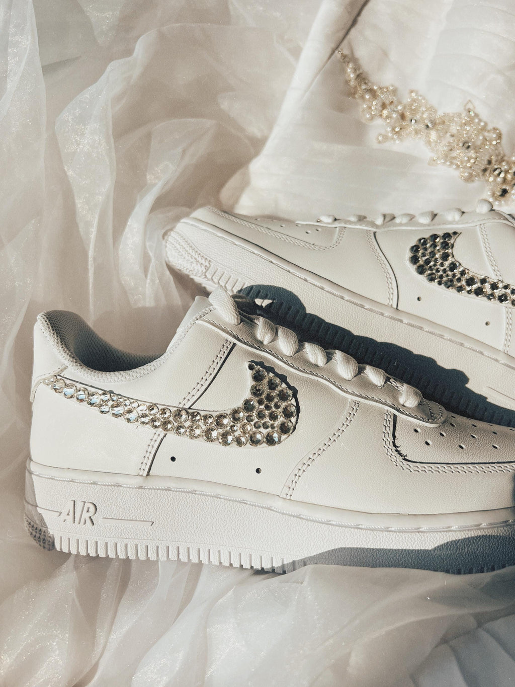 Personalized Nike wedding sneakers with crystals