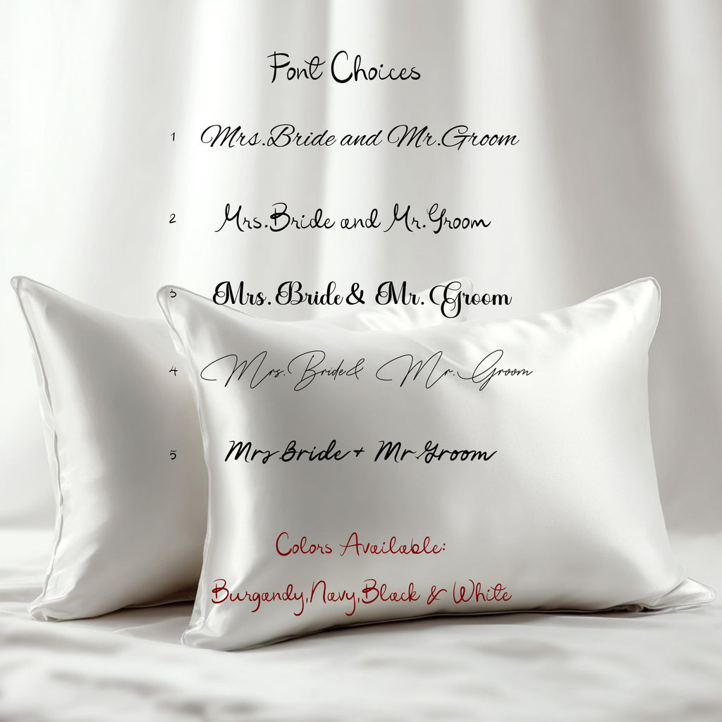Personalized wedding satin pillowcases for Mr & Mrs __etsy:7287375483
