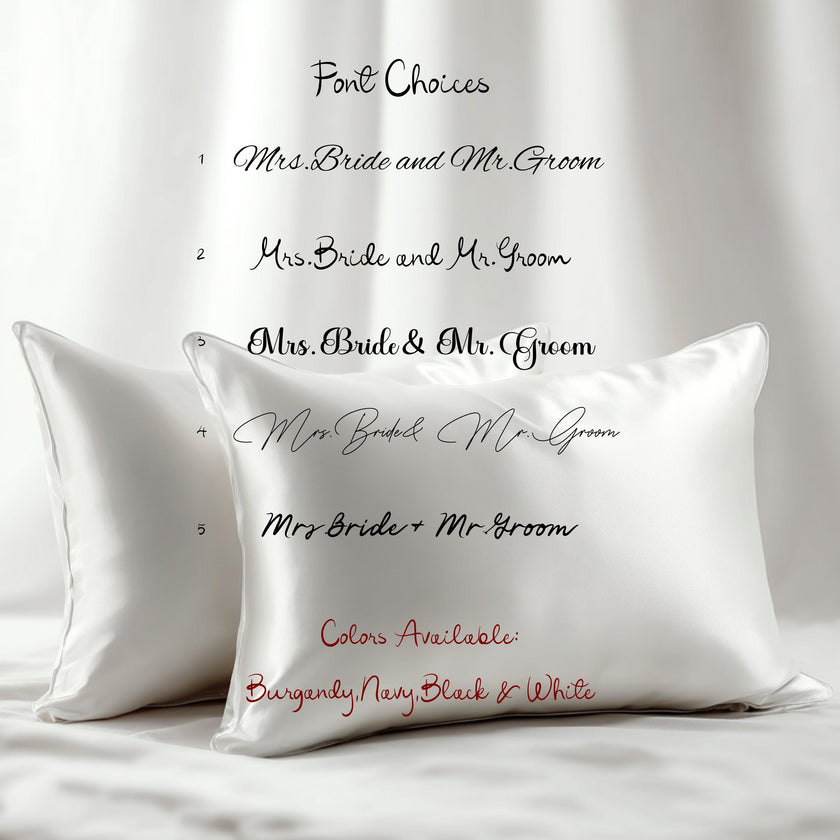Personalized wedding satin pillowcases for Mr & Mrs __etsy:7287375483
