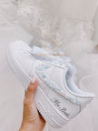 Something Blue Bridal Sneakers | Pearl Nike Air Force 1s for Bride | Custom Wedding Sneakers with Pearls and Personalization __etsy:5163333063