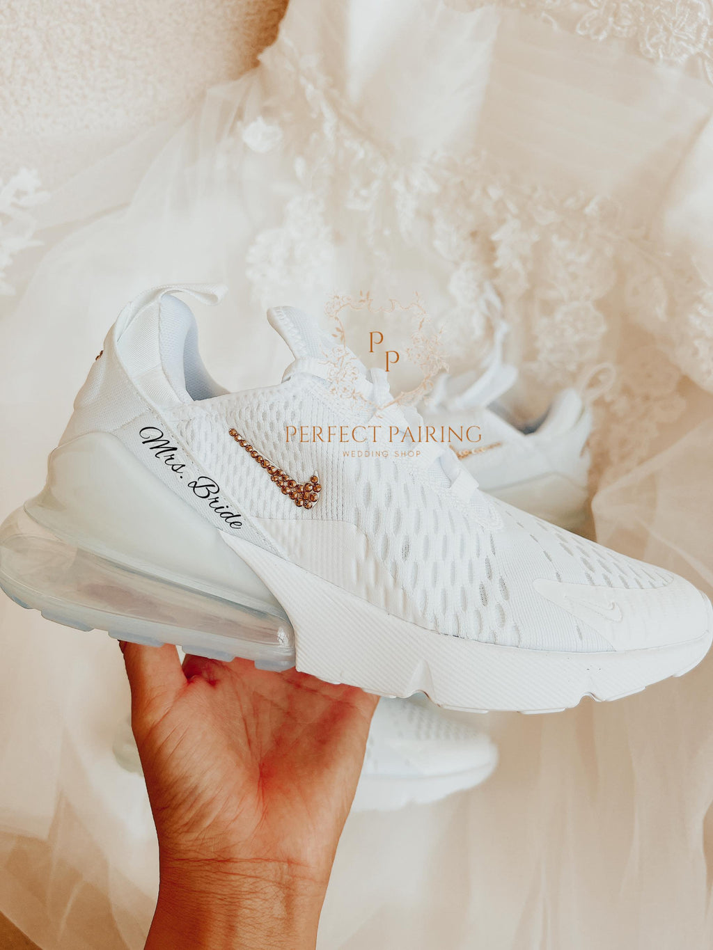 White Air Max 270 Rhinestone Sneakers | Gift for Wedding, Birthday or Christmas __etsy:5029076251