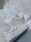 Wedding Shoes Custom Nike Air Force Sage for Bride with White Pink Pearls – Personalized Bridal Sneakers