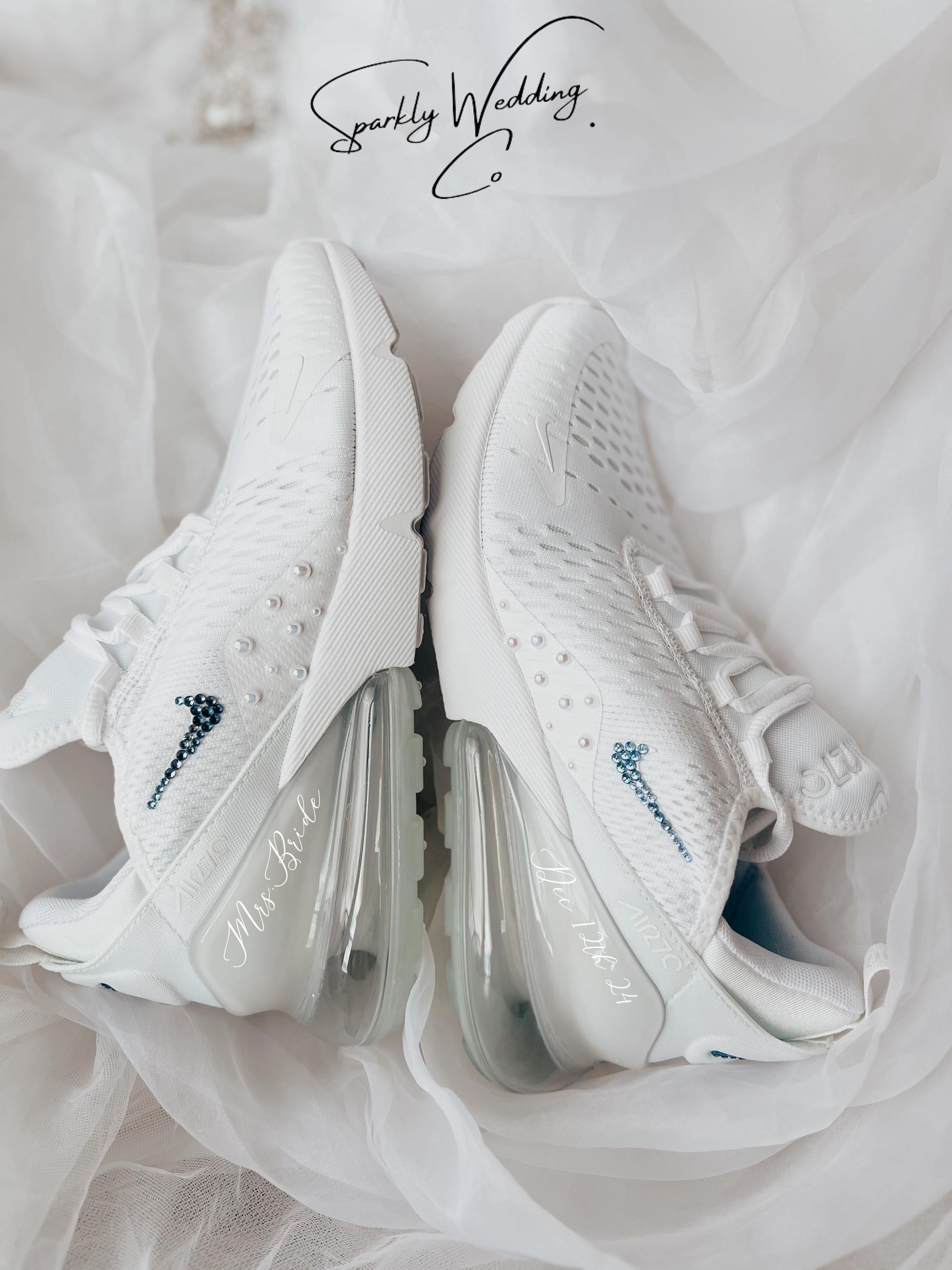 Something Blue Bridal Sneakers | Personalized Nike Air Max 270 Wedding Shoes