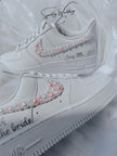 Wedding Shoes Custom Nike Air Force Sage for Bride with White Pink Pearls – Personalized Bridal Sneakers