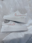 Wedding Shoes Custom Nike Air Force Sage for Bride with White Pink Pearls – Personalized Bridal Sneakers