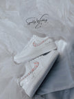 Wedding Shoes Custom Nike Air Force Sage for Bride with White Pink Pearls – Personalized Bridal Sneakers