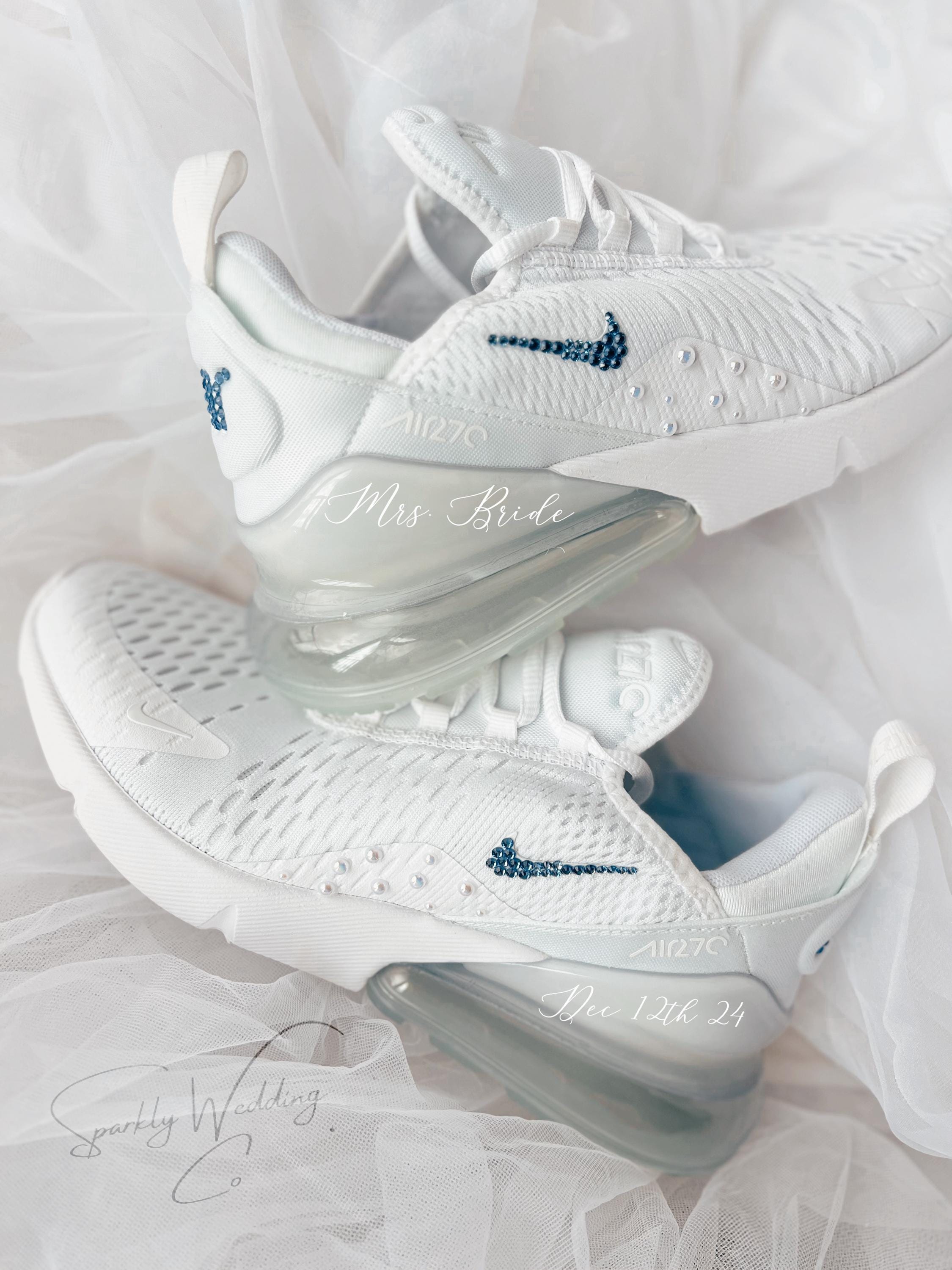 Something Blue Bridal Sneakers | Personalized Nike Air Max 270 Wedding Shoes