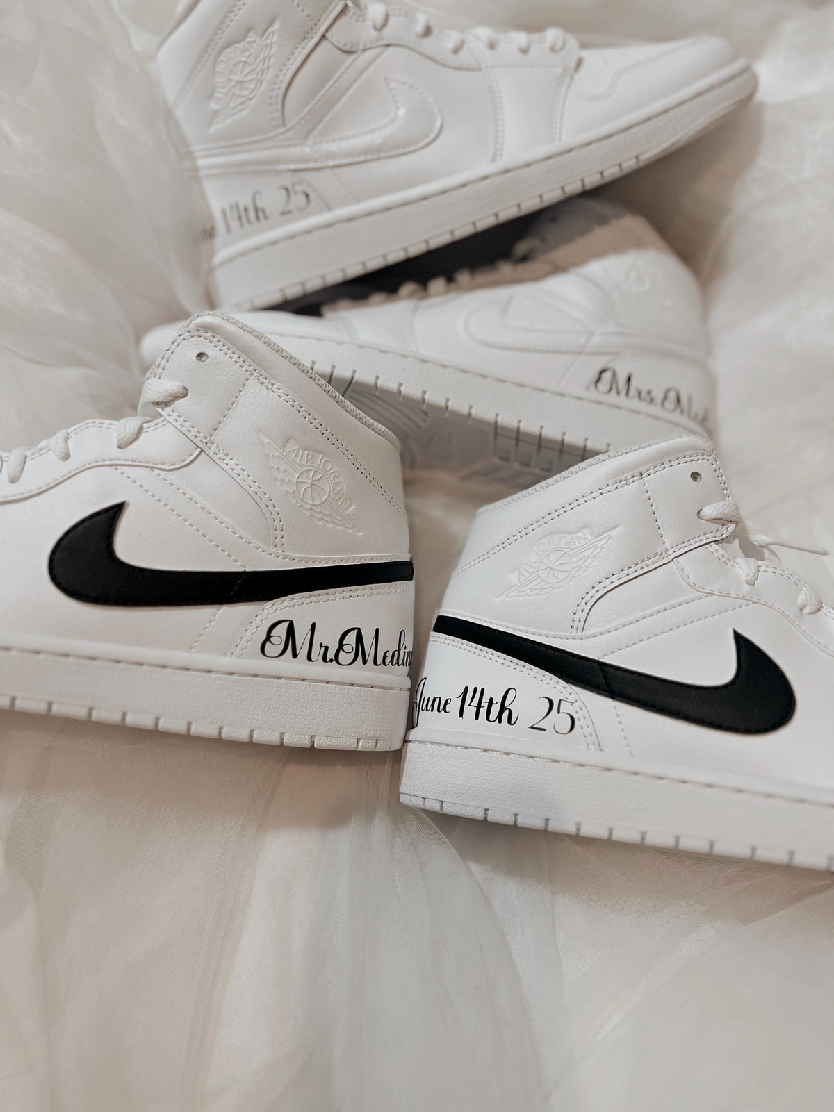 Custom Wedding Air Jordan Sneakers: Groom and bride Personalized Shoes