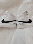 Groom's Painted Swoosh Wedding Sneakers | Custom Nike Air Jordan Mid