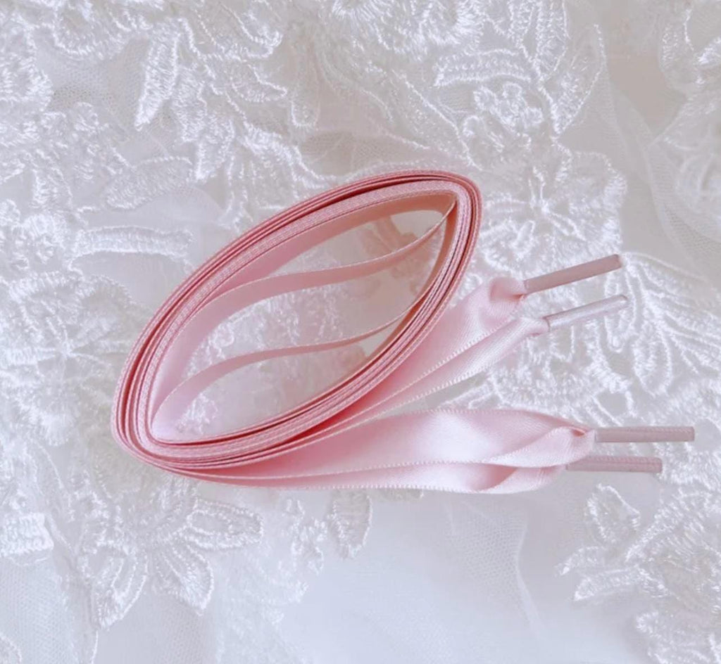 Wedding Satin 120- 140cm shoelaces- Bridal Ribbon silklaces, Ivory White Pale Pink Choices