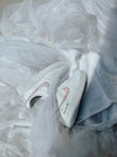 Wedding Shoes Custom Nike Air Force Sage for Bride with White Pink Pearls – Personalized Bridal Sneakers