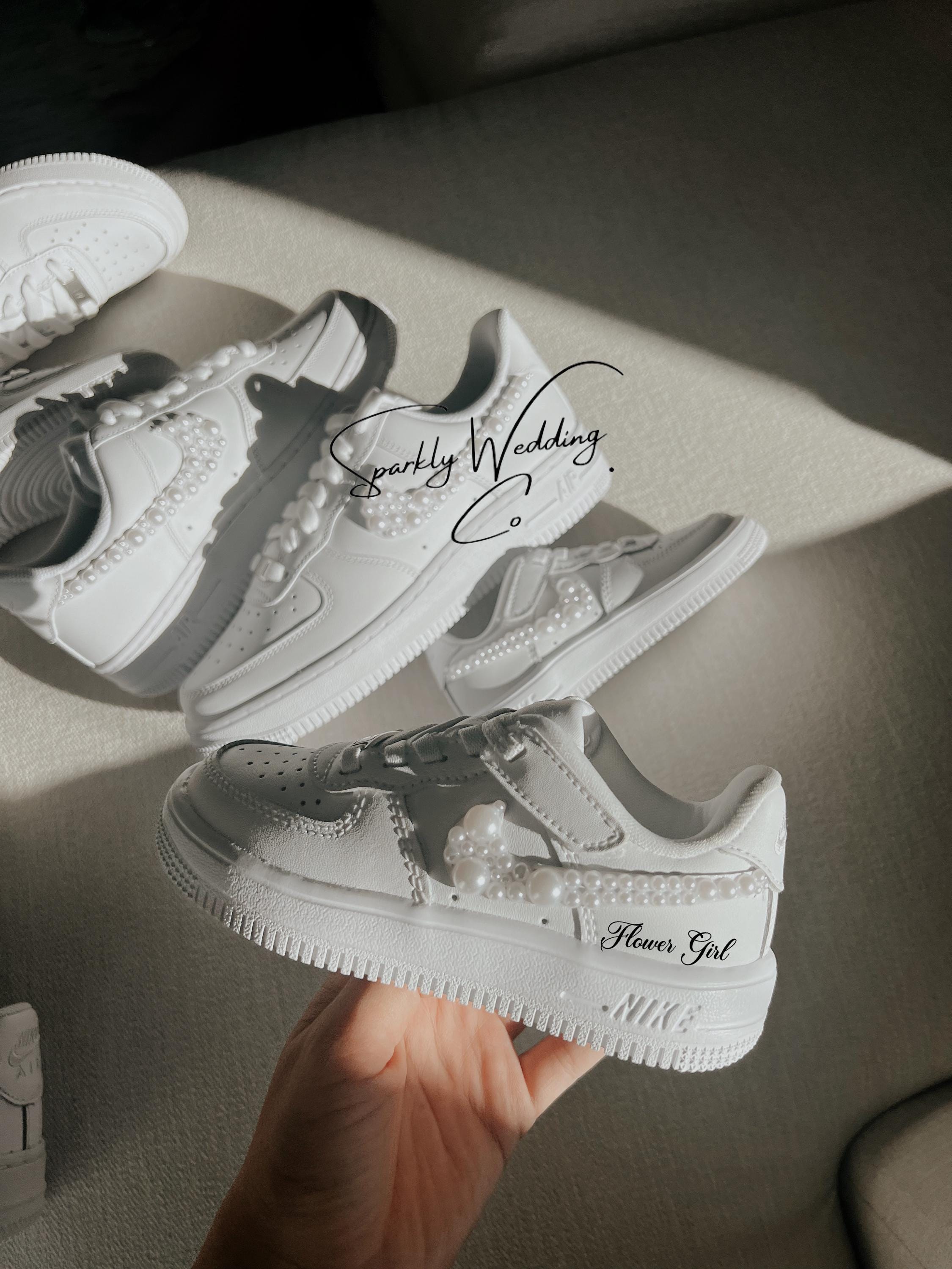 Pearl Custom Sneakers: Flower Girl Wedding Shoes