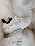 Air Max 270 Bridal Sneakers: White Pearls & Blue Crystals - Personalized Wedding Shoes