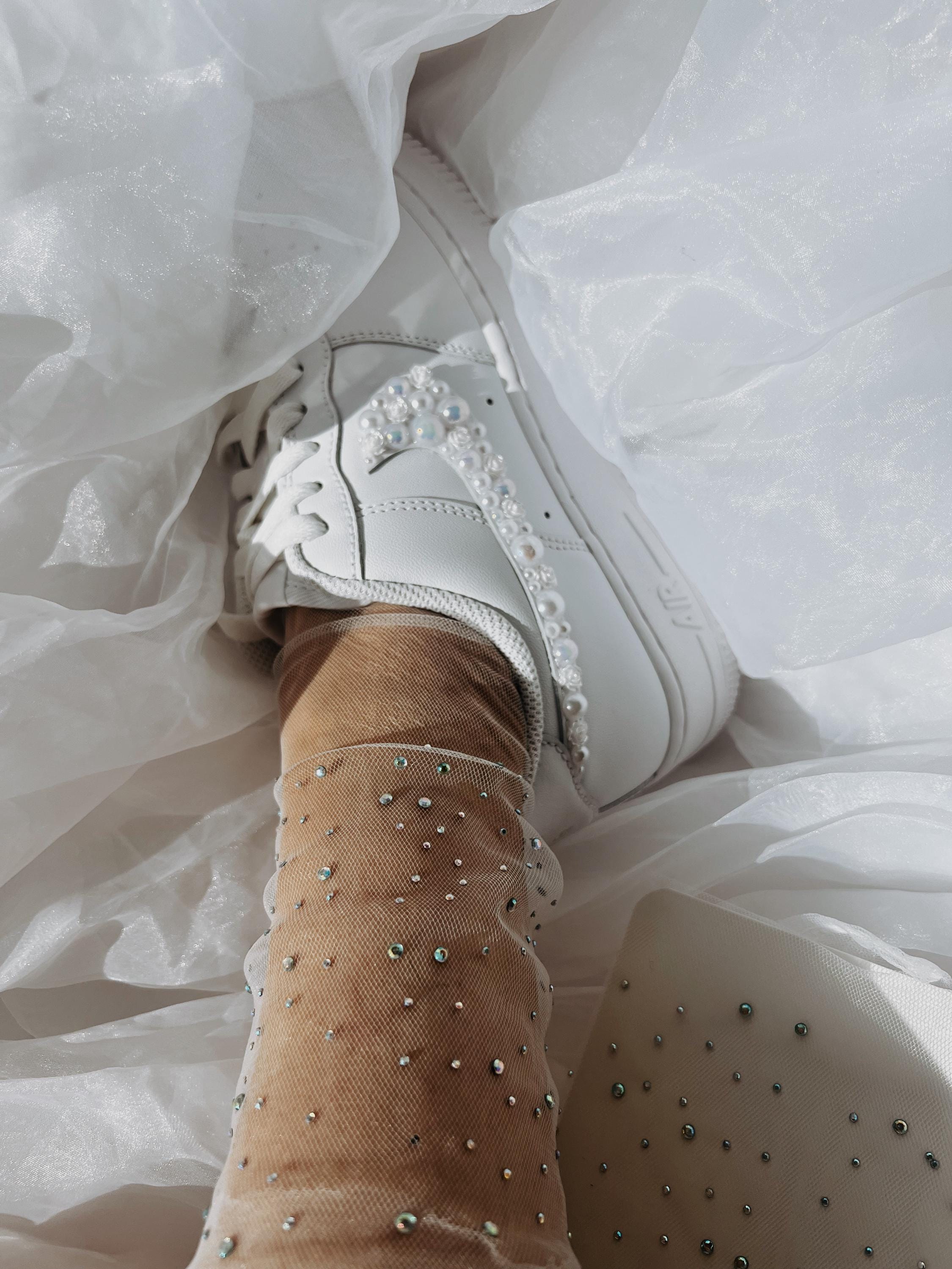 crystal embellished bridal accessories, personalized crystals wedding socks for bride