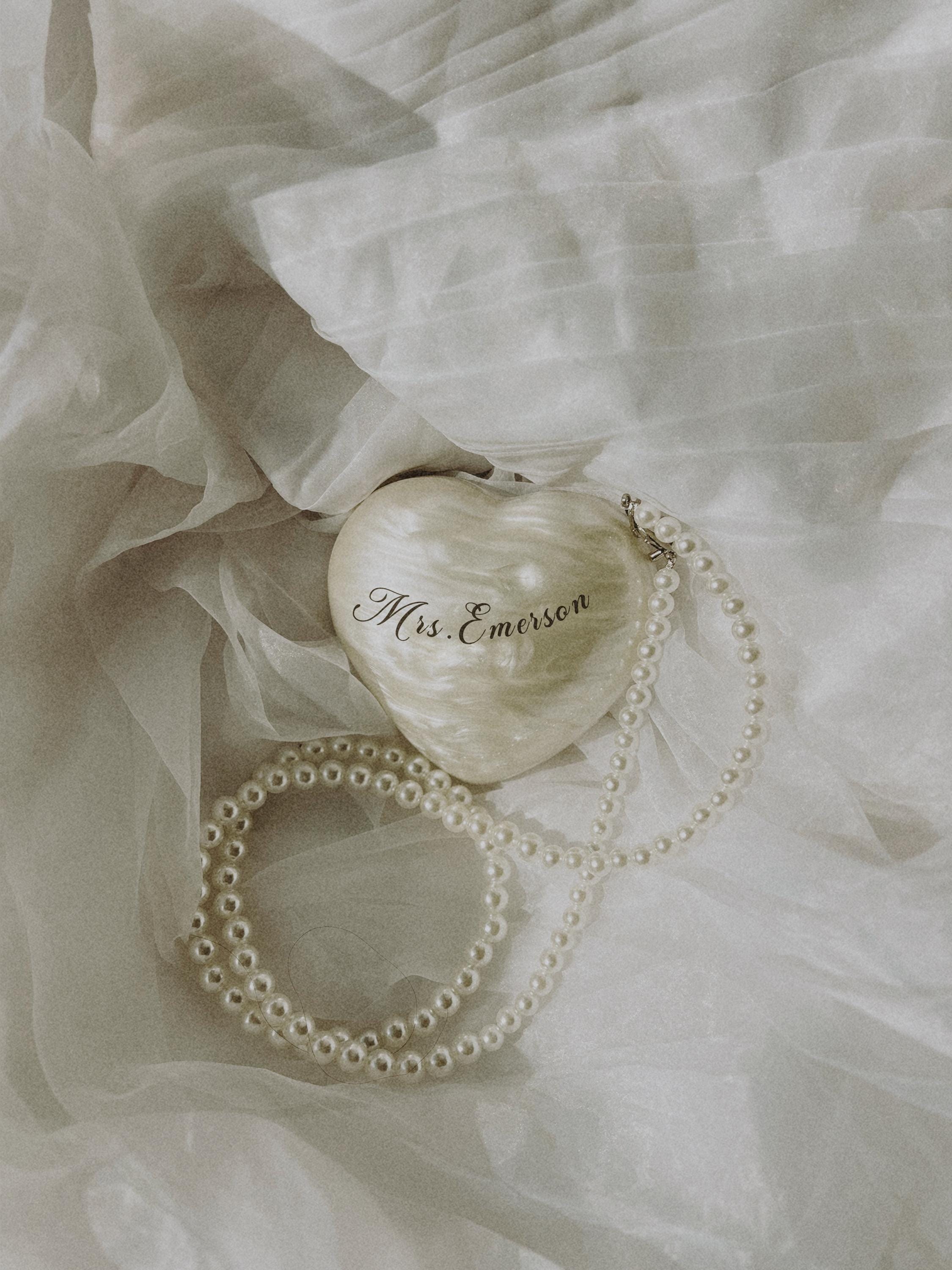 Ivory Heart-Shaped Wedding Clutch with Pearls | Elegant Bridal Purse for Brides and Bridesmaids