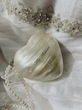 Ivory Heart-Shaped Wedding Clutch with Pearls | Elegant Bridal Purse for Brides and Bridesmaids