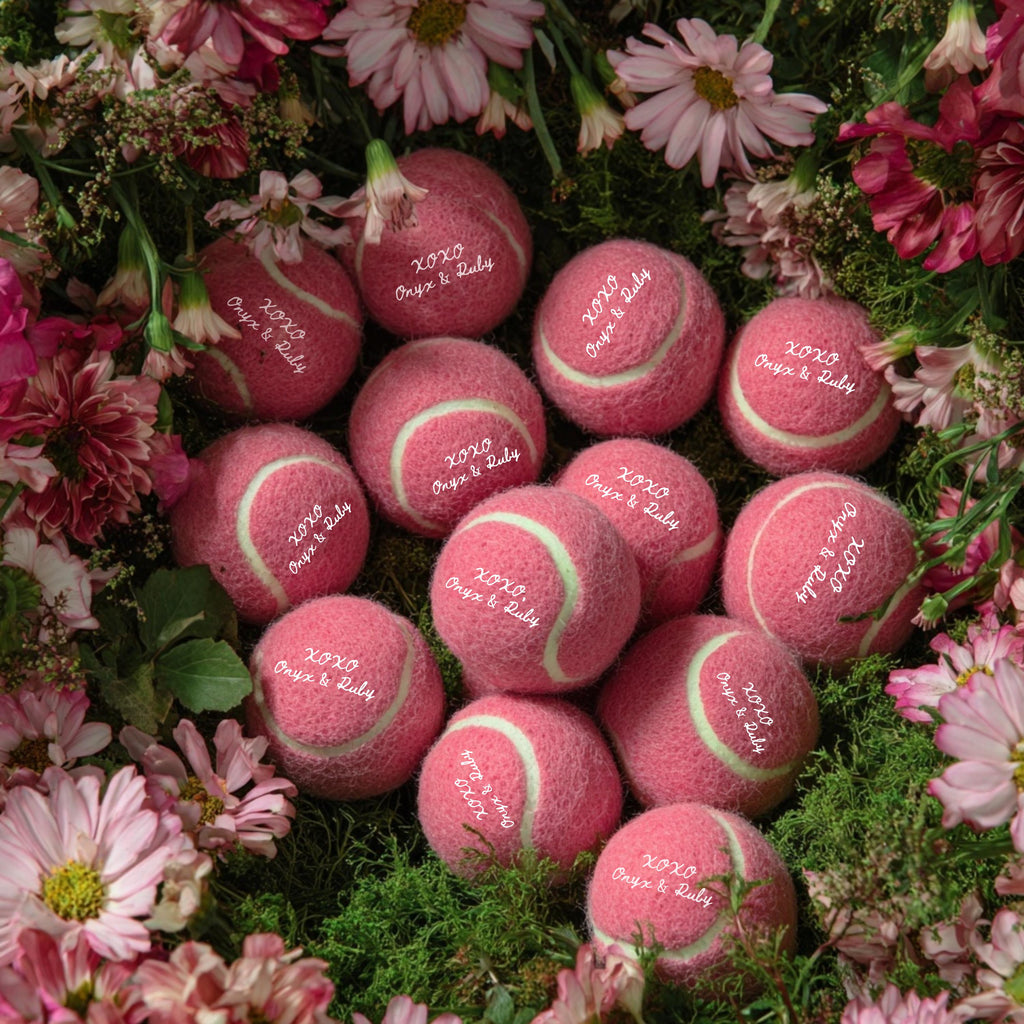 Personalized dog wedding favors, custom tennis ball with love message, tennis player gift