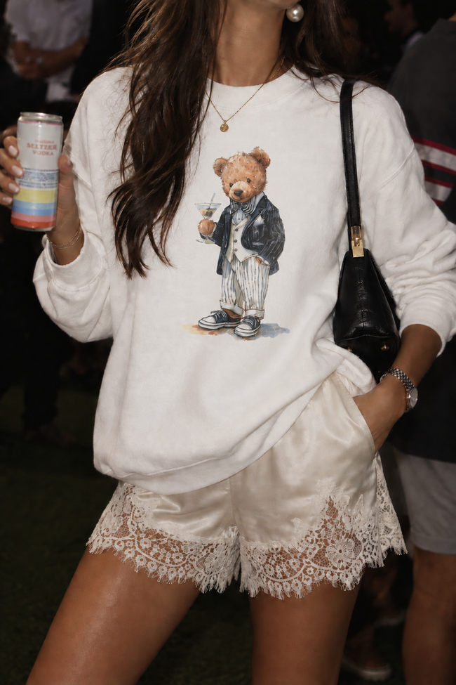 Dapper Teddy Bear Sweatshirt | Cocktail Bear Illustration